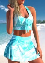 Split Swimwear Skirt Conservative Large Print - Image 3