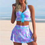 Split Swimwear Skirt Conservative Large Print - Image 7